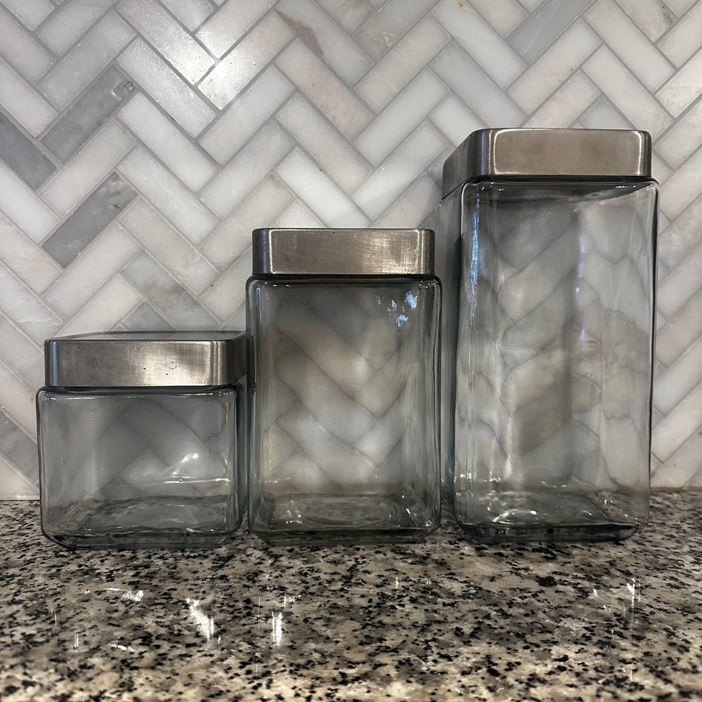 Anchor Hocking Glass Canisters with Silver Lids